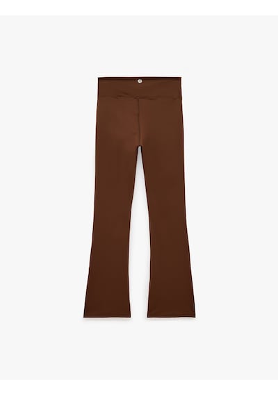 Koton Slim Fit Kemer Detaylı İspanyol Paça Spor Tayt Kahverengi 6sak40428nk Kahve