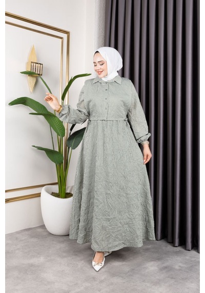 Hira Life Fashion Kadın Mint Tesettür Giyim Gömlek Detaylı Çizgili Viskon Kıraş Elbise Ikili Takım Mint Mint Hira Life Fashion Kadın Mint Tesettür Giyim Gömlek Detaylı Çizgili Viskon Kıraş Elbise Ikili Takım Mint Mint