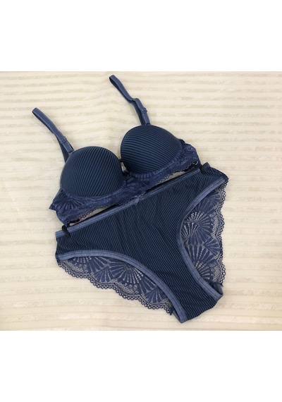 Umt Underwear Umt Kadın Dolgulu B Cup Balenli Telli Sütyen Takımı Mavi