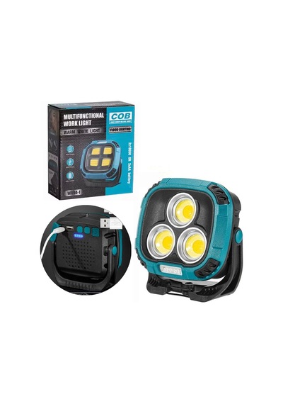 Mx-w891 4000k - 7000k - Kırmızı 3 Cob Ledli 30 Watt Çok Fonksiyonlu Çalışma Lambası Powerbank