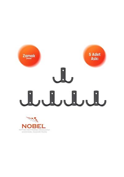 Noktali Askı, Metal Vestiyer Askısı, Matsiyah, Duvar Ve Dolap Askılığı 5'li Set Vidalı Matsi Yah