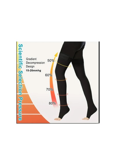 Walt 15-20mmhg Unisex Aktif Yaşam Tarzı Basınçlı Destek Çorapları Uyluk Boyu Açık Burun Xl