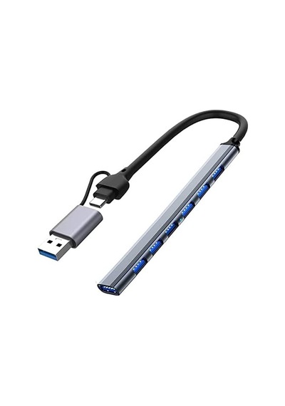 Type-c Usb 3.0 7 Portlu Hub Otg Çoğaltıcı Pc Telefon Bilgisayar Uyumlu Veri Aktarımı Mouse Klavye Bağlantısı Ads303d