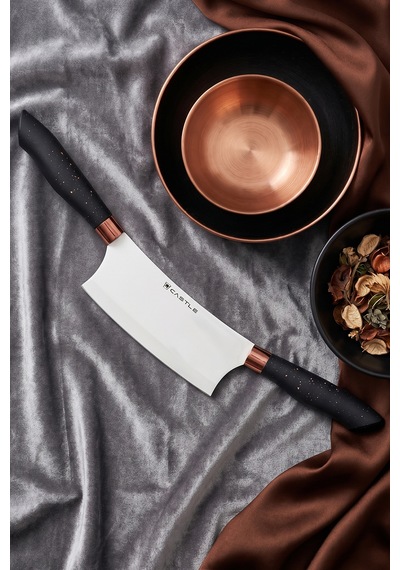 Black Copper Serisi Pizza Börek Mutfak Bıçağı Pide Kıyma Salata Mutfak Şef Bıçak Zırhı Mft-745 Siyah