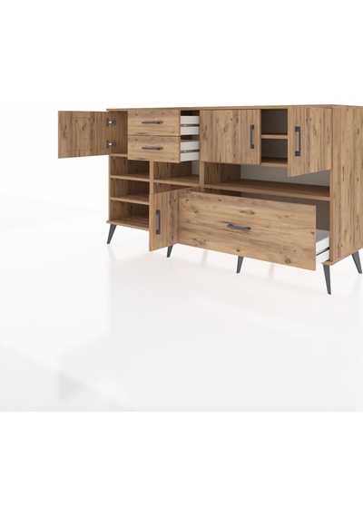 Kronos Konsol 7 Raflı 3 Çekmeceli 4 Kapaklı 176x59x99 Çam-çam Çam-çam