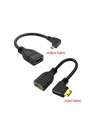 90 Derece Ltipi Micro - Mini Hdmi 2'li Set Mikro Hdmı Mini Hdmı Çevirici