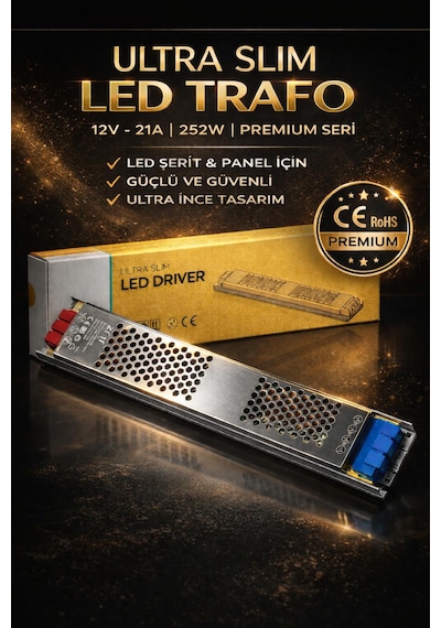 Ultra Slim Led Trafo 21 Amper,12 Volt,252 Watt -
