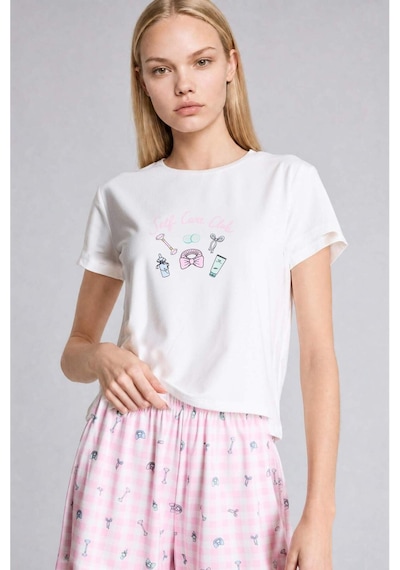 Defacto Regular Fıt Kısa Kollu 2li Açık Pembe Şortlu Pijama Takımı H6954ax26smpn648 Pembe-pn648