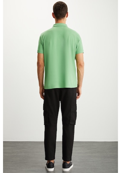 Grimelange Tarnex Erkek %100 Pamuk Kısa Kollu Regular Fit Yeşil Polo Yaka T-shirt