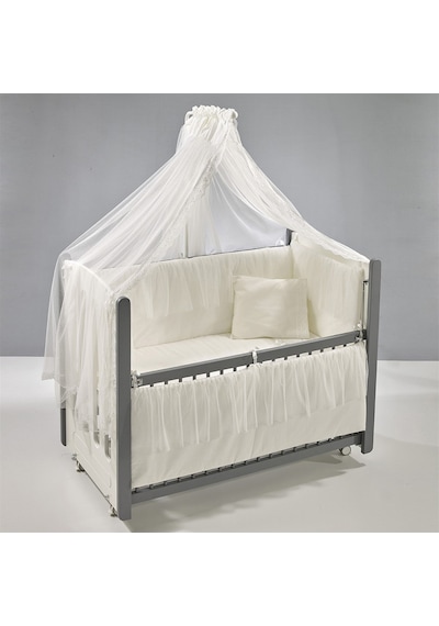 Meltem Kids Mia Anne Yanı Ahşap Sallanır Beşik 60 x 120 CM (Gri - Ekru) Gri