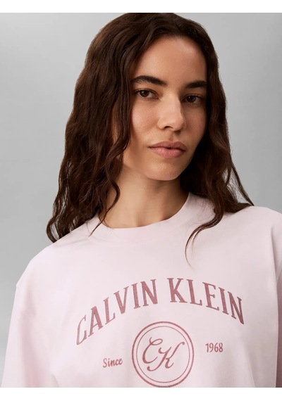 Calvin Klein Ss Relaxed Varsıty C, 3fs Pembe Kadın T-shirt