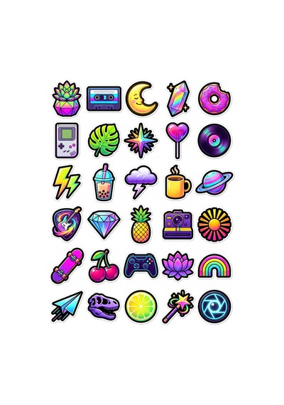 Sanat Tasarım Pop Sticker Seti 150 Adet - 5'li Mega Paket - Laptop Defter Ajanda Etiketi Çok Renkli