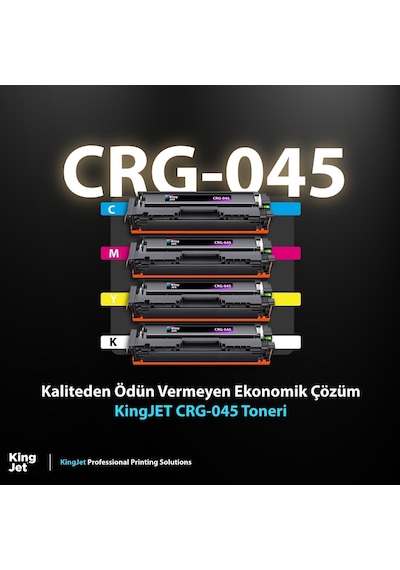 Kingjet Canon Uyumlu Mf634 Standart Kapasiteli 4 Renk Takım Toner Çipli 045 Crg-045