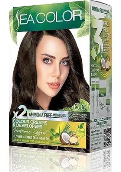 Amonyaksız, Vegan, Doğal, Besleyici Kalıcı Saç Boyası%100 Beyaz Kapama 1 Paket 2 X 50 Ml Boya & Oksidan Koyu Kumral 6.0