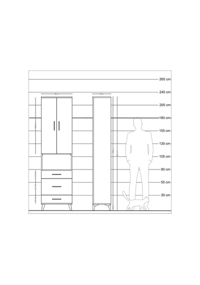 Arges Dolap 4 Raflı 3 Çekmeceli Tek Askılı 60x30x221 Aytaşı-a... Aytaşı