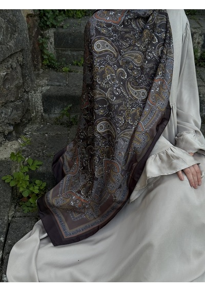 Qalortex Scarf Pamuklu Etnik Desen Şal-kahve