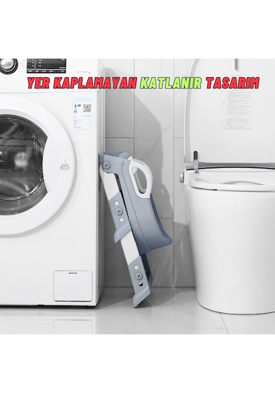 Dekohop Çocuk Merdivenli Klozet Adaptörü Yükseklik Ayarlı Pratik Gri