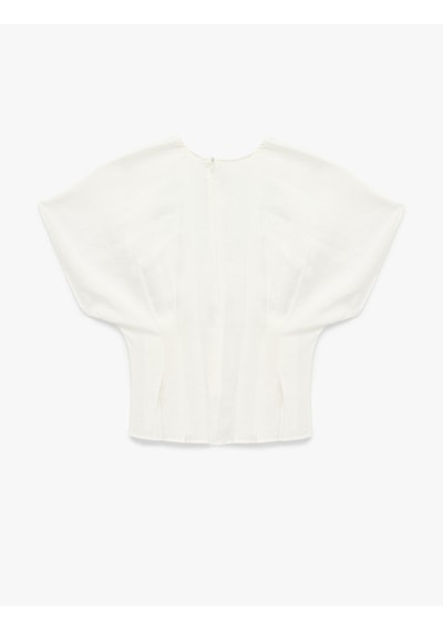 Koton Bisiklet Yaka Regular Fit Kolsuz Drapeli Bluz Kırık Beyaz 6sak60110pw Ekru