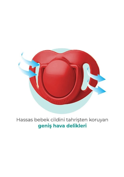Mamajoo Ortodontik Emzik Seti 6 Ay+ Kırmızı & Beyaz | İkili, Silikon, Damaklı | Sterilizasyon & Saklama Kabı