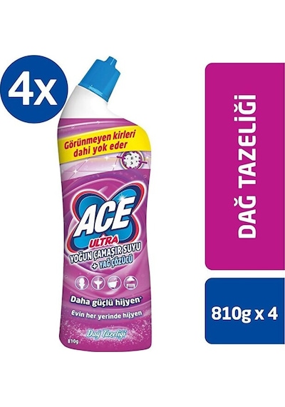 Ace Ultra Yoğun Kıvamlı Çamaşır Suyu Dağ Tazeliği 810 Gram X 4 Ad Diğer
