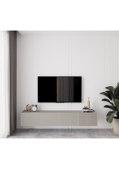 Capella Kumtaşı Rengi Mdf 4 Kapak Duvara Monte 160 Cm Tv Ünitesi