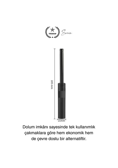 Premium 18 Cm Basmalı Uzun Mutfak Çakmağı Ve Yedek Gazlı 250 Ml Mum Mangal Kamp İçin Normal Alev