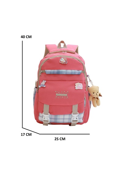 Relaxion 2144-1396 Kore Tarzı Unisex Çocuk Üçlü Set İlkokul Sırt Çantası Pembe