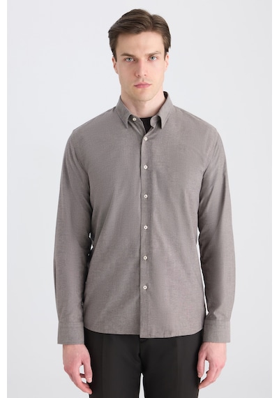 Twn Slim Fit Kahverengi Armürlü Gömlek 5ef02ee04259m Çok Renkli