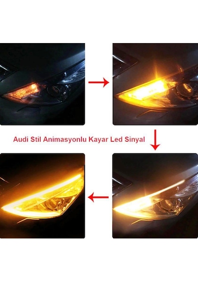 Eraks Selamlamalı Kayar Led İnce Far 60 Cm - Turuncu Beyaz