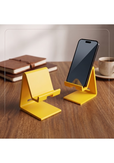 Şarj Kanallı Masaüstü Telefon Standı Sarı