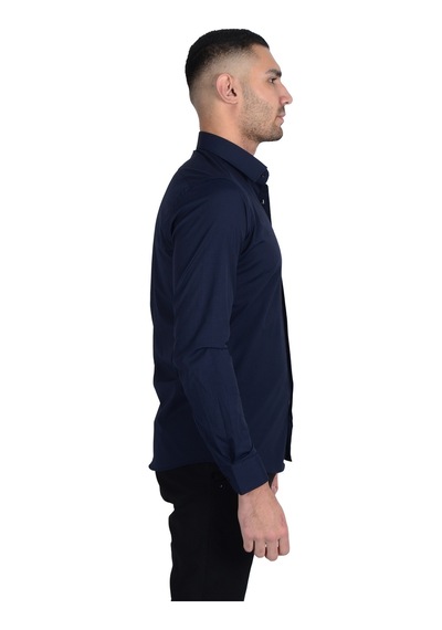 Cengiz İnler Erkek Standart Yaka Ligralı Slimfit Gömlek 001