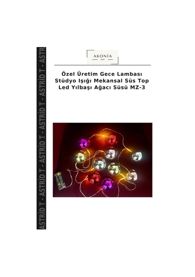Özel Üretim Gece Lambası Stüdyo Işığı Mekansal Süs Top Led Yılbaşı Ağacı Süsü Mz-3 Çok Renkli