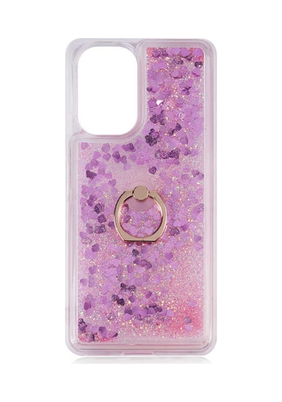 Xiaomi Mi 11i Kılıf Yüzüklü Stand Olan Sıvılı Simli Akışkan Süslü Kapak R109935:pembe