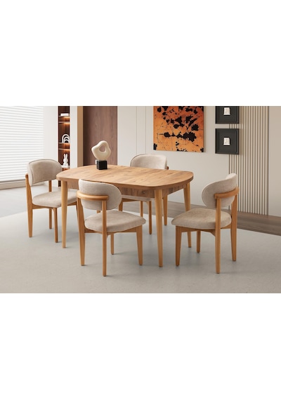Venüs Norte Mdf Açılır Mutfak Masa Takımı 80x130 Çam