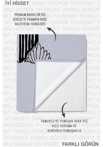 Kaktüs Temalı Bohem Modern Plaj Havlusu - Siyah Beyaz Çöl Stil Hızlı Kuruyan Mikrofiber Havlu Çok Renkli