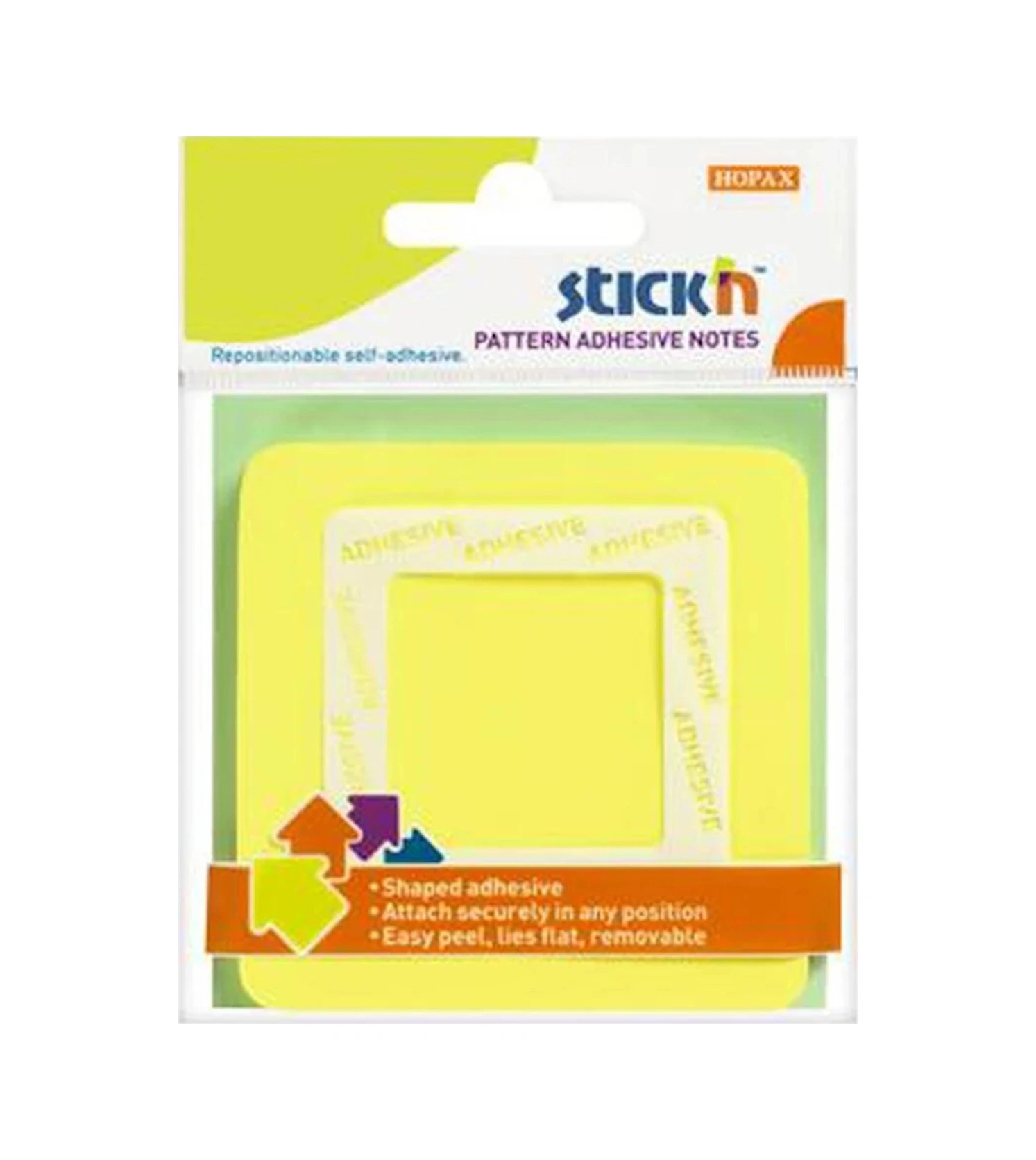 Stickn Patern Adhesive Notes Ortadan Yapışkanlı Not Kağıdı - Sarı Kare / 21541