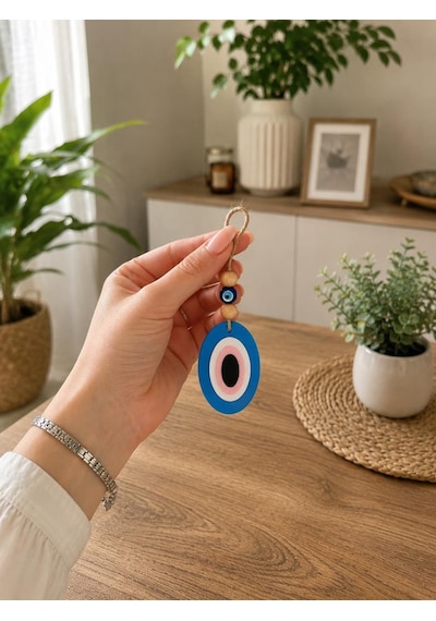 Çift Taraflı Plastik Nazar Boncuğu Duvar Süsü Dekoratif Asma Nazar Boncuğu Kapı, Balkon Ve Araç Süsü