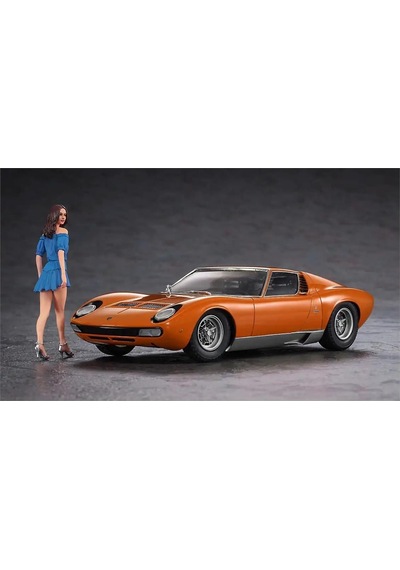 Hasegawa 20423 1/24 Ölçek, Lamborghini Miura P400 Sv Ve İtalyan Kız Figürü,otomobil Plastik Model Kiti
