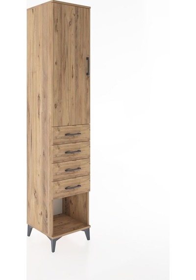 Hyperion Dolap 2 Raflı 4 Çekmeceli Tek Askılı 44x44x221 Çam-çam Atlas Çam