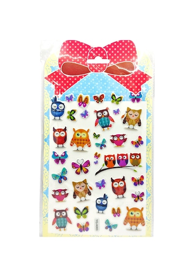 Sticker Kabartmalı Stiker Defter Planlayıcı Etiket Yqa003 -20x14cm - Baykuş Kelebek