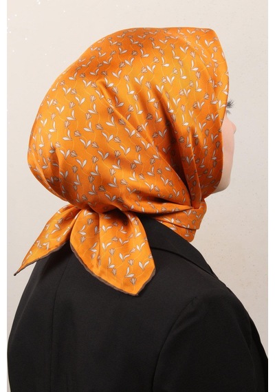 Belli Twill İpek Eşarp - 4001-55 Turuncu - Turuncu