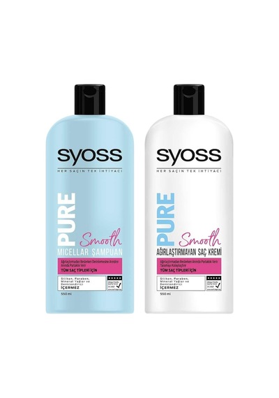 Syoss Pure Smooth Micellar Şampuan 500 ML + Ağırlaştırmayan Saç Kremi