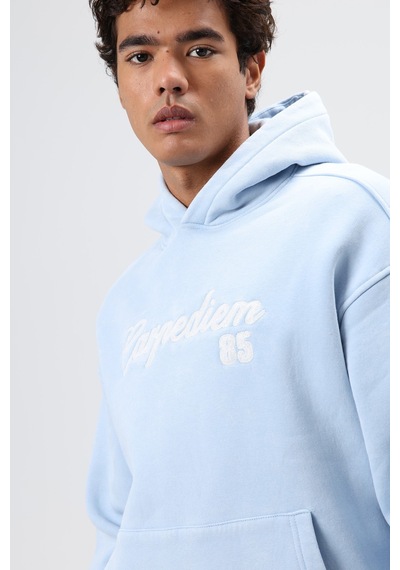 Vamos Oversize Baskılı Kapüşonlu Hoodie Bebe Mavi