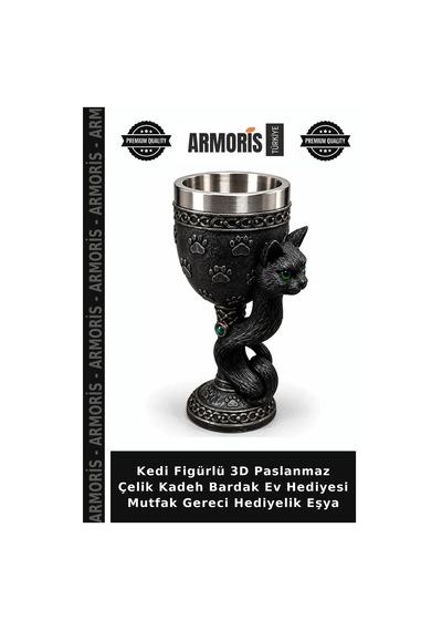 Kedi Figürlü 3d Paslanmaz Çelik Kadeh Bardak Ev Hediyesi Mutfak Gereci Hediyelik Eşya