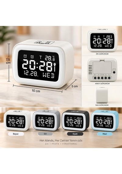 Dijital Alarm Saat, Çift Alarmlı Masa Saati, Snooze, Ds-5801 Diğer