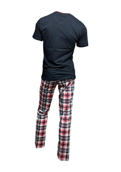 Mod Collection %100 Pamuk Ekose Kareli Erkek Pijama Takım-Lacivert-S Lacivert