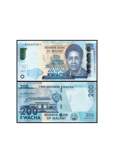 Malawi 2022 Yılı 200 Kwacha Kağıt Para Çil Unc Koleksiyon Para