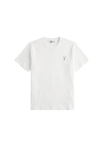 Genius Store Erkek Siyah Tişört %100 Pamuk Süprem Basic Tişört Bisiklet Yaka Nakışlı T-shirt Erkek-2li Beyaz - Lacivert