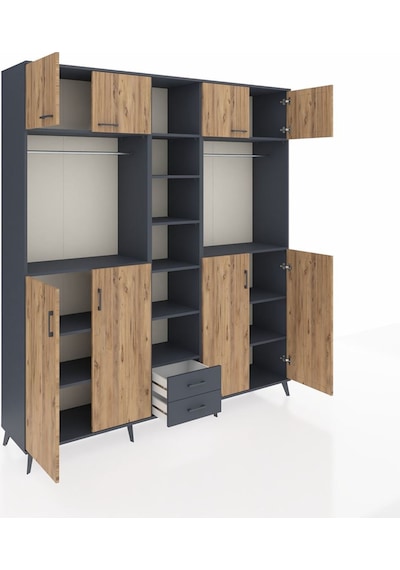 Hyperion Dolap 14 Raflı 2 Çekmeceli 2 Askılı 220x44x243 Antrasit-çam/antrasit Atlas Çam/antrasıt Hyperion Dolap 14 Raflı 2 Çekmeceli 2 Askılı 220x44x243 Antrasit-çam/antrasit Atlas Çam/antrasıt