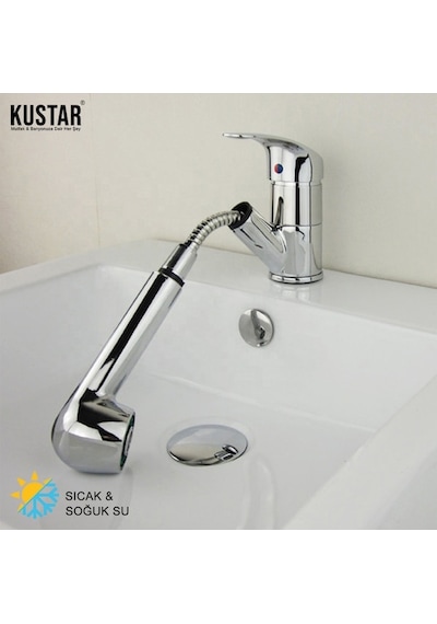 Kustar Berber Aç Kapa Spiral Hortumlu Lavabo Bataryası 150 CM